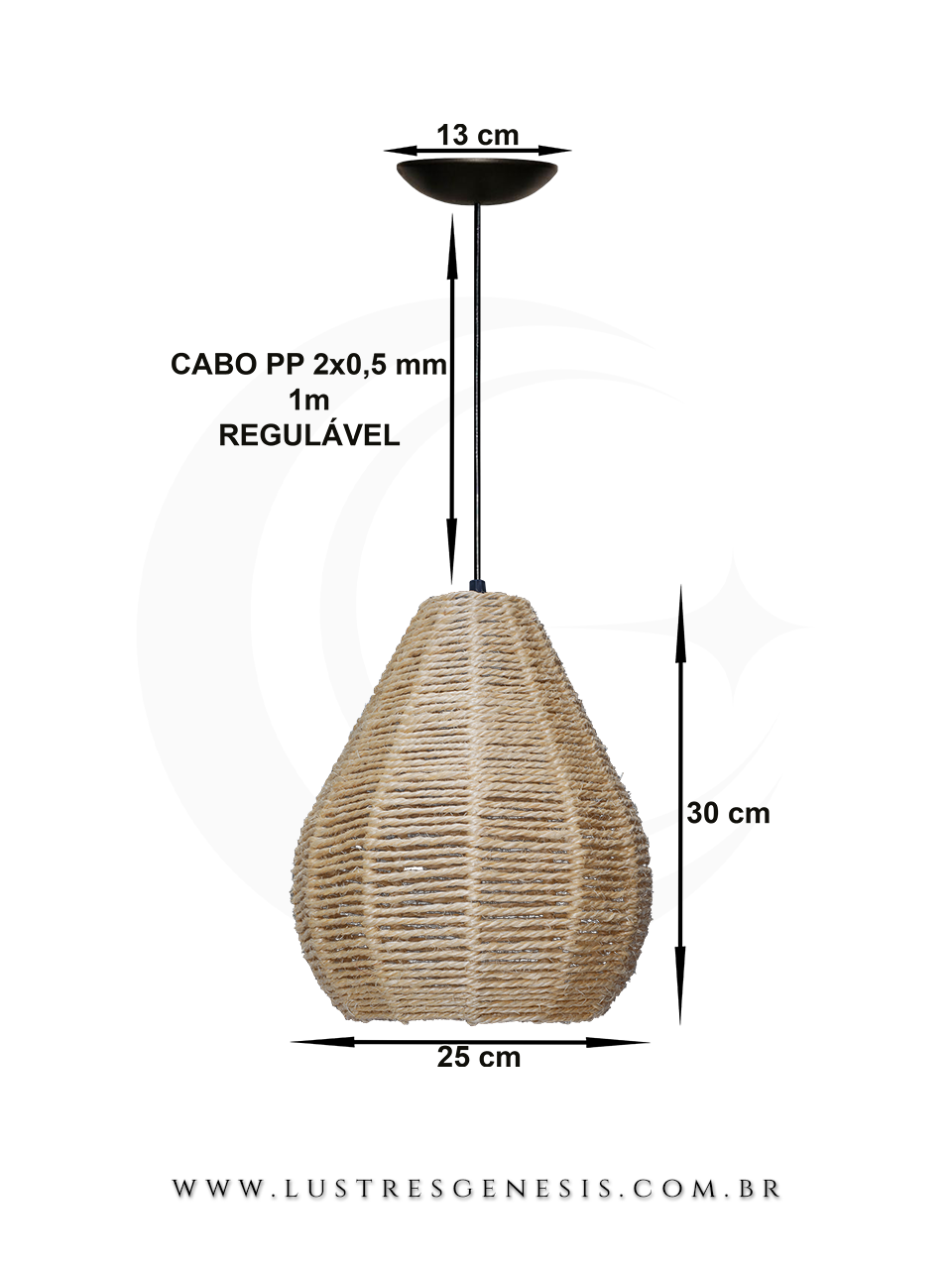 Luminária Pendente Palha Hiva Bege Natural Modelo Rústico 30cm para Sala de Jantar Sala de Estar Quarto Living